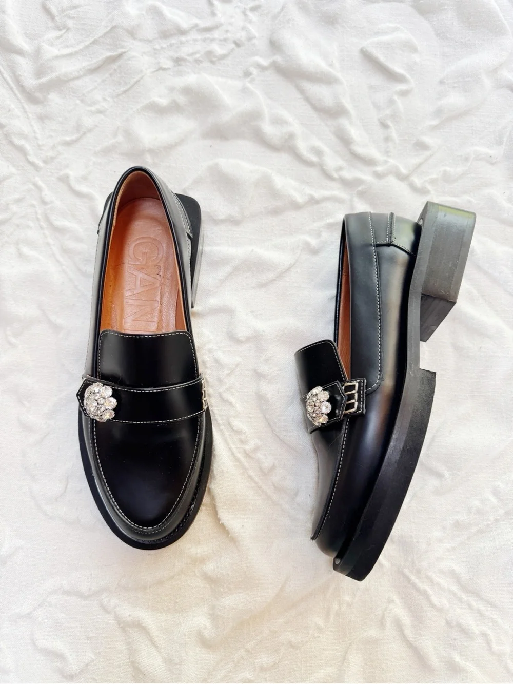Ganni Jewel Button Loafer Size 5 New - Picture 5 of 12